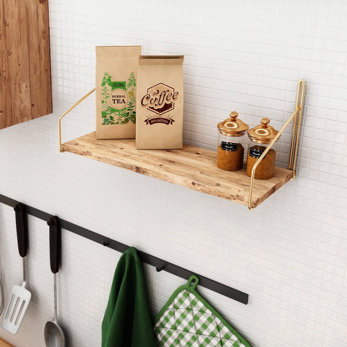 Hanah Home Estante de pared decorativo en dorado y marrón